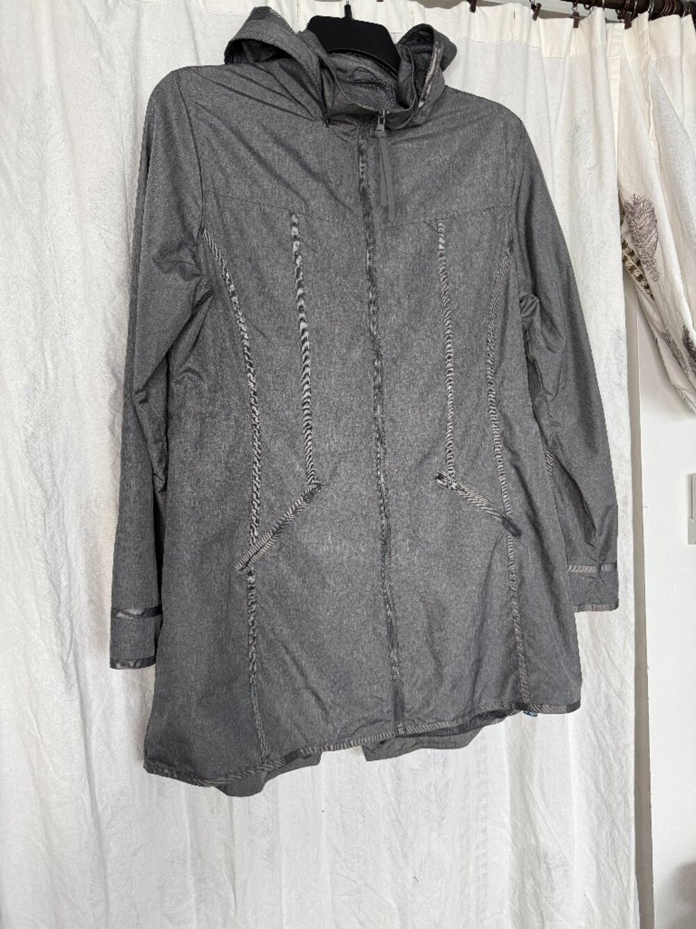 Mondetta Gray Hooded Windbreaker Jacket Zip Front Grey Women's XL